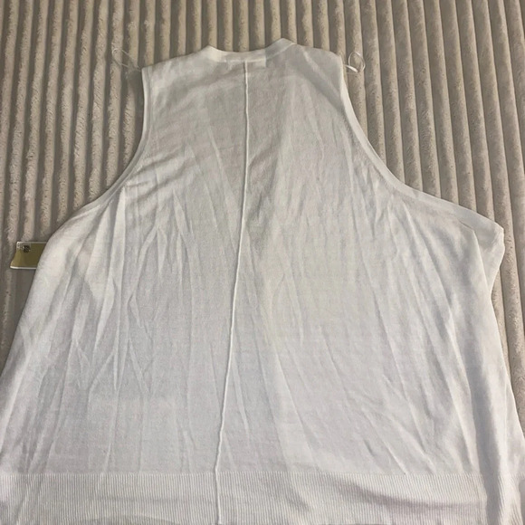 Michael Kors Sweater Vest Small/MED WHITE IVORY Oversized Button Up Lightweight - Picture 9 of 9